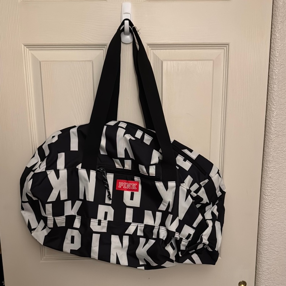 VS Pink Black and White Duffle Bag